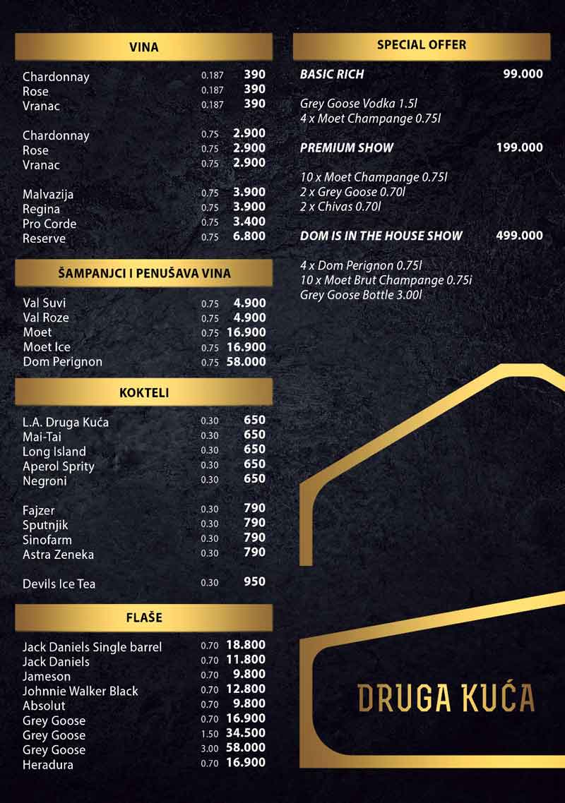 Druga kuca cenovnik